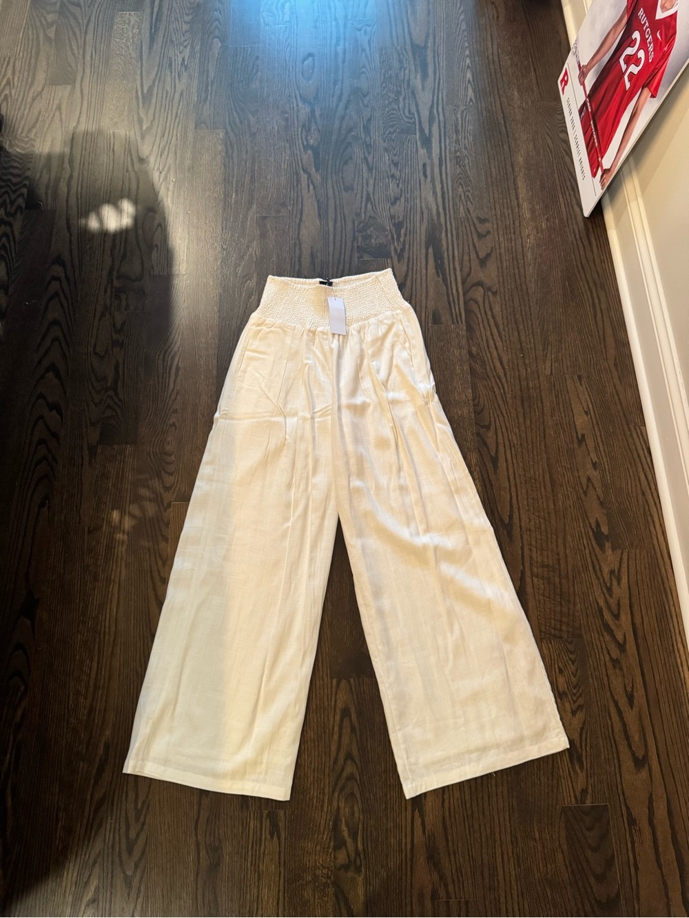 Aakaa Cream Wide-Leg Pull-On Pants